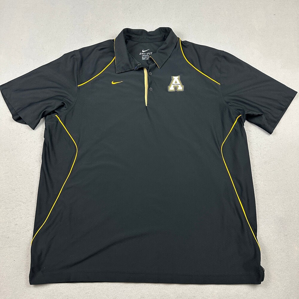 Appalachian State Mountaineers Polo Shirt Men 2XL Black Nike Dri Fit NCAA XXL